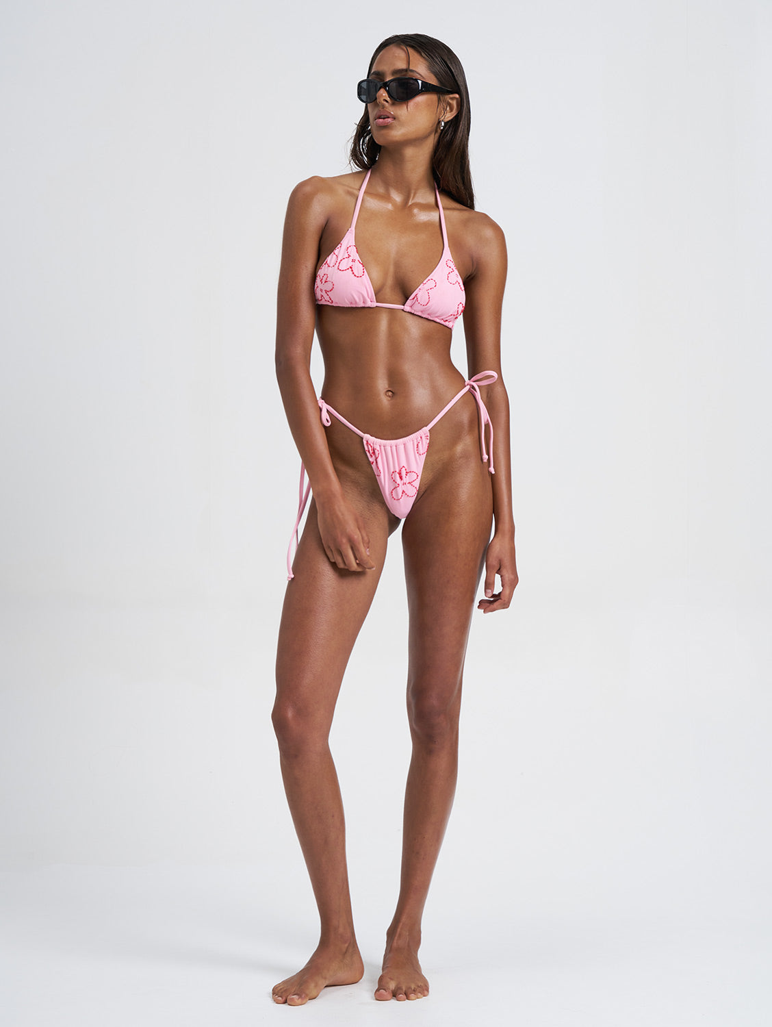 Dara Triangle Bikini Top With Floral Detail